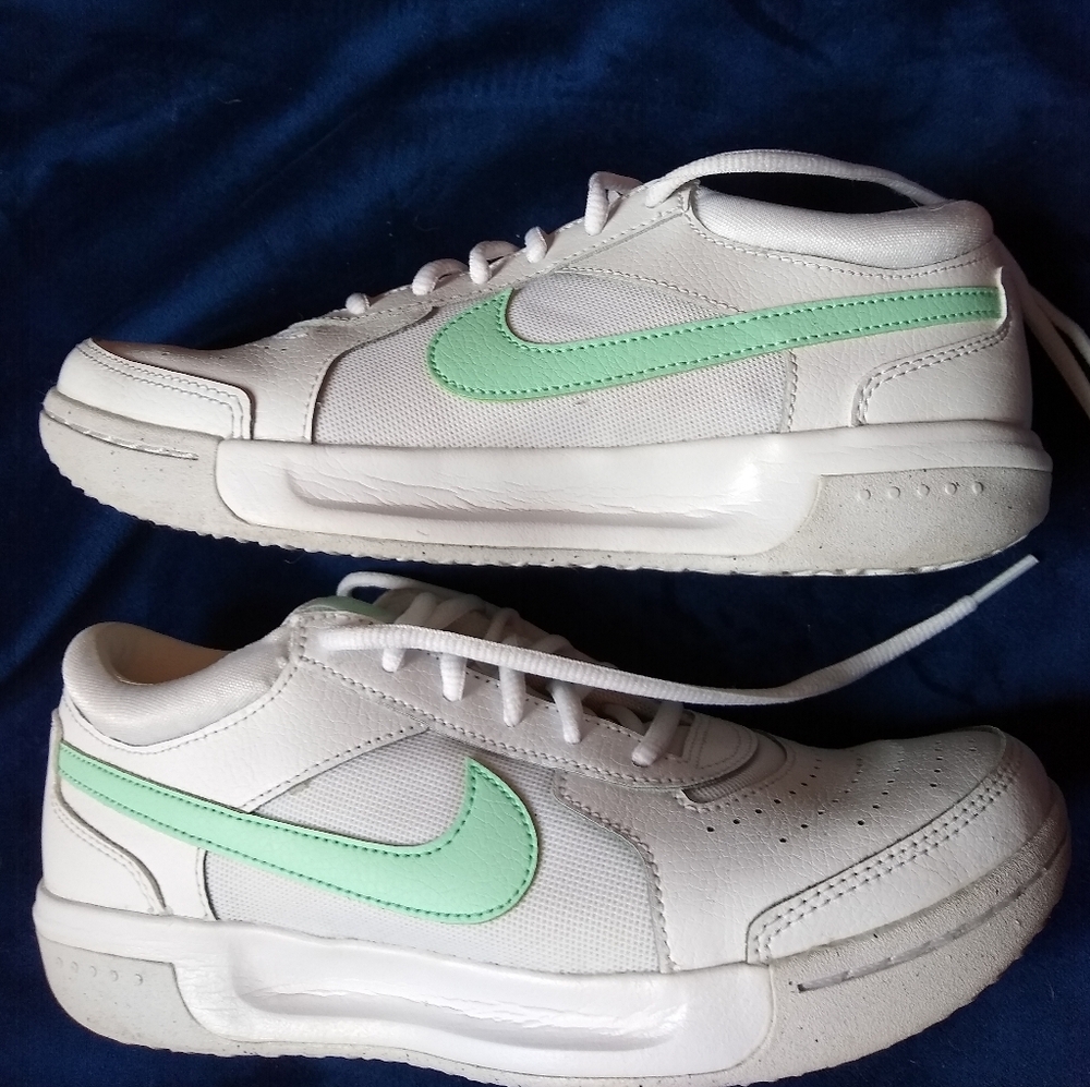 Nike White and Light Green Athletic Shoes